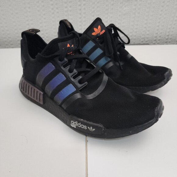 Adidas Ultra Boost Men's Size 10.5 Black and Iridescent Sneaker Shoes - Picture 3 of 13